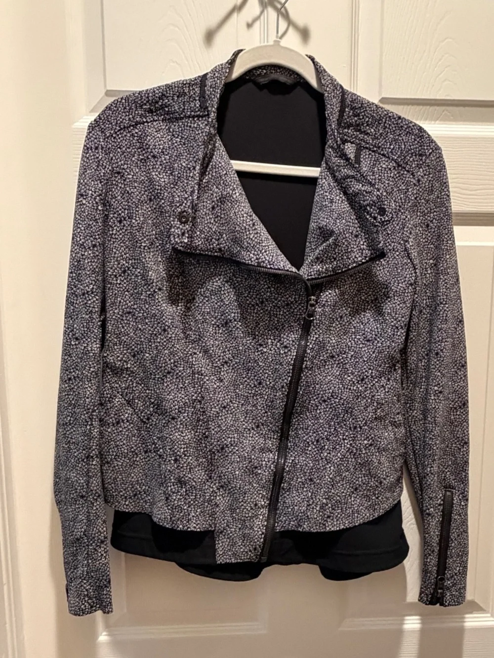 Lululemon Bust A Move Moto Jacket Plush Petal Black Ghost Peplum est. Size 10
